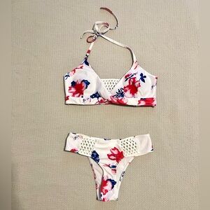 NWOT White Floral Bikini